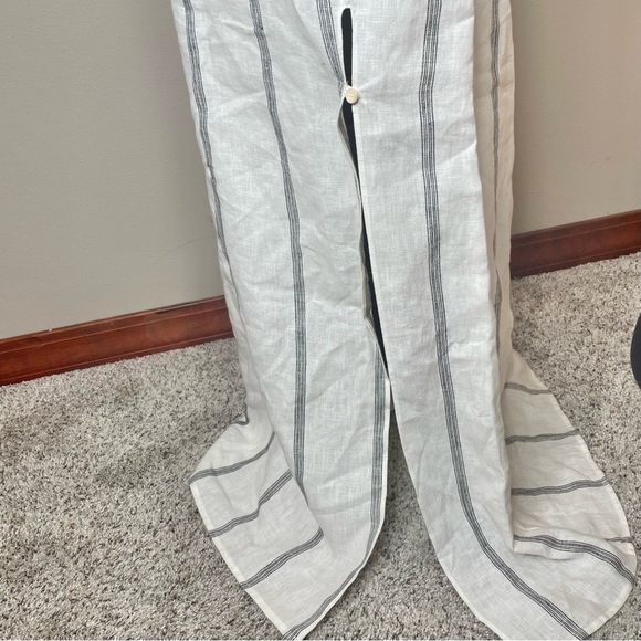 Reformation Linen Pineapple Midi Maxi Dress Black Licorice Small White Stripe - Picture 6 of 10